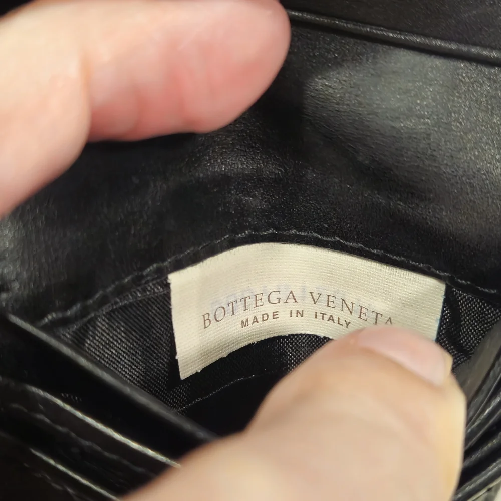 Bottega Veneta Black Woven Leather Card Holder